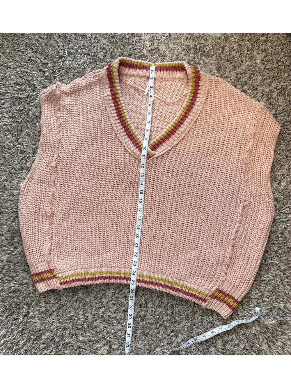 Free People Clyde Oversized Slouchy Sweater Vest Knit Coral Pink Women's Size XS - Picture 4 of 11